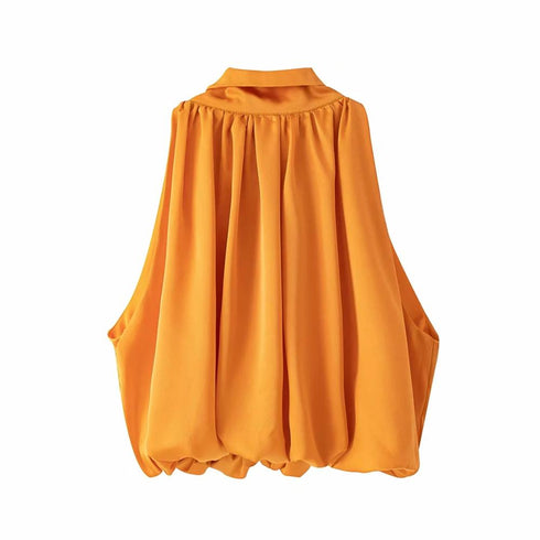 Sexy Blouses Orange Crop Ladies Shirt - ROUTINE FASHION