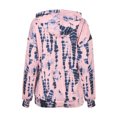 Tie-dye Printed Hooded Sweatshirt Long-sleeved Plus Size Top Women - ROUTINE FASHION