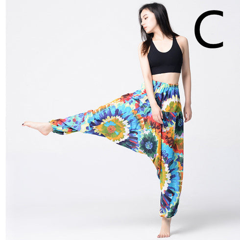 Women Harem Pants CottonLinen Hippie Trousers Baggy Elastic - ROUTINE FASHION