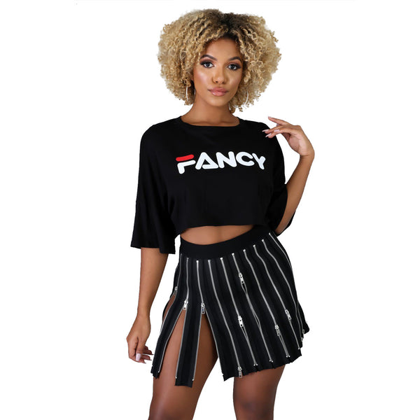 Zipper Design Short Skirt A-Line Pleated Skirt Women - ROUTINE FASHION