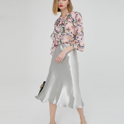 Medium-length A-line skirt texture skirt - ROUTINE FASHION