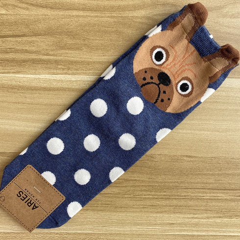 Cute cartoon polka dot puppy in tube socks women socks cotton socks - ROUTINE FASHION