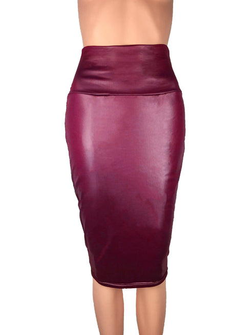 Newly Women High Waist Faux Leather Pencil Skirt Bodycon Skirt Solid Sexy OL Office Skirts - ROUTINE FASHION