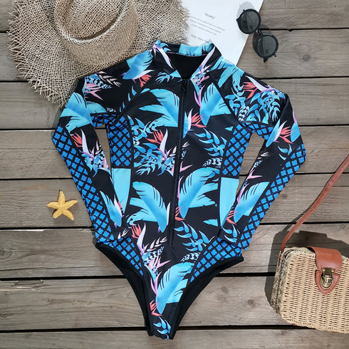 Long Sleeves Women One Piece Swimsuit - ROUTINE FASHION