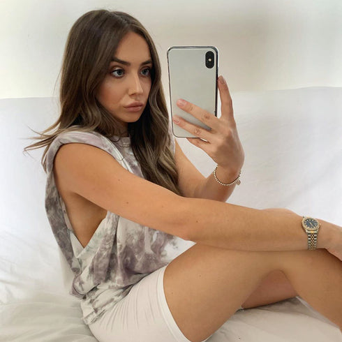 Tie-dyed shoulder pads casual T-shirt vest women - ROUTINE FASHION