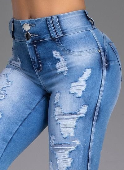 Fashion Ripped Women's Skinny Feet High Waist Jeans - ROUTINE FASHION
