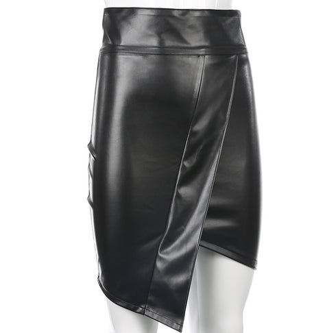 OFFICE EXECUTIVE BLACK FAUX LEATHER SKIRT - ROUTINE FASHION