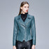 Trendy Motorcycle Leather Slim V-Neck Women's Leather Jacket - ROUTINE FASHION