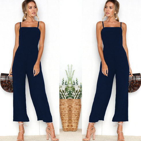 Sexy suspenders wrapped chest zipper jumpsuit women - ROUTINE FASHION