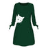 Women Elegant Dress Cat Print Bow O Neck Long Sleeve Party Mini Dresses Casual Ladies Elegant Dress Autumn Spring Dresses - ROUTINE FASHION