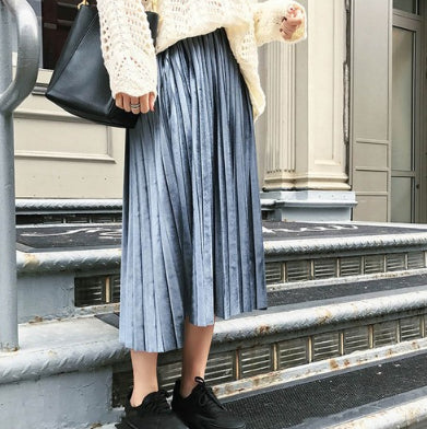 Gold velvet pleated skirt - ROUTINE FASHION