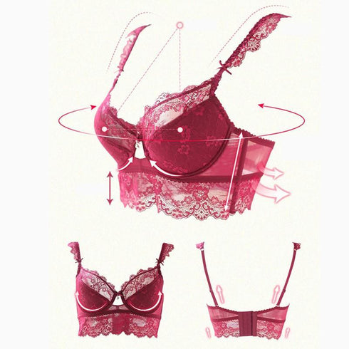 Sexy Mousse Women Sexy Bra Set Ultra-thin Red Black Lace Bras Underwear Push up Bra and underwear - ROUTINE FASHION