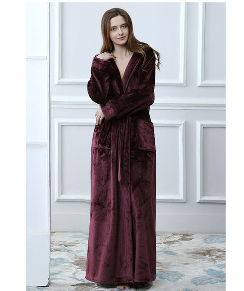 Nightgown Mink Velvet Men's And Women's Bathrobe Hooded - ROUTINE FASHION