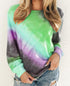 Fashion Tie Dye Rainbow Casual Long Sleeve T-shirt for Women - ROUTINE FASHION