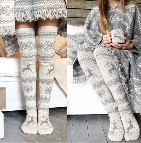 Christmas moose over knee socks - ROUTINE FASHION