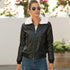 Women's short pu leather jacket plus cashmere - ROUTINE FASHION