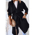 Lapel solid color long trench coat - ROUTINE FASHION