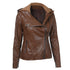 Solid color women's leather jacket - ROUTINE FASHION