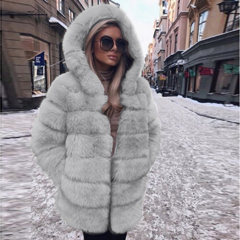 Women Luxury Winter Warm Fluffy Faux Fur Short Coat Jacket - ROUTINE FASHION