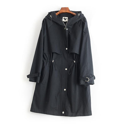 Hooded straight women's trench coat - ROUTINE FASHION