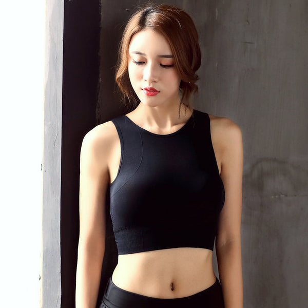 Women Breathable Mesh Sports Bras Shockproof Padded Athletic Gym Running Bra Solid Seamless Fitness Yoga Sport Tops Vest - ROUTINE FASHION