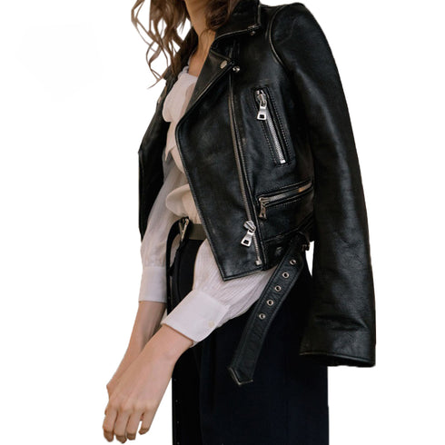 Women's leather short jacket - ROUTINE FASHION