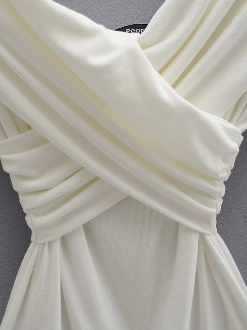 Explosive sexy cross strapless slim T-shirt women - ROUTINE FASHION