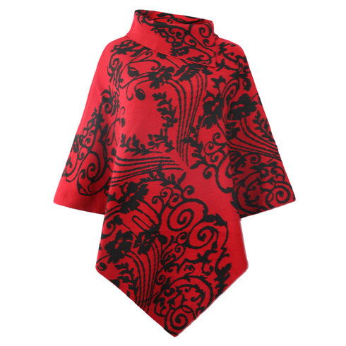 Women Printed Cape Shawl Sweater Coat - ROUTINE FASHION