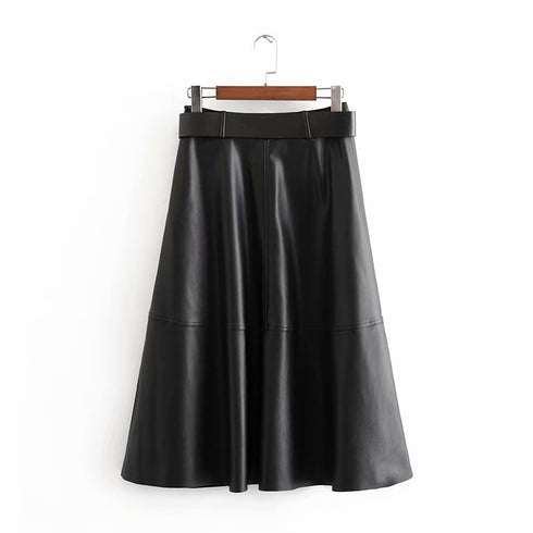 Belted faux leather skirt - ROUTINE FASHION