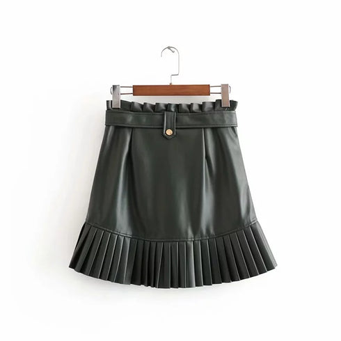 PU leather pleated skirt - ROUTINE FASHION