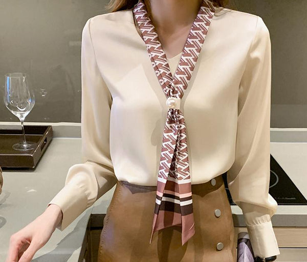 Chiffon Shirt Women's Long-sleeved Fashion Streamer Temperament Blouse - ROUTINE FASHION