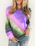 Fashion Tie Dye Rainbow Casual Long Sleeve T-shirt for Women - ROUTINE FASHION
