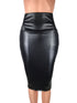 Newly Women High Waist Faux Leather Pencil Skirt Bodycon Skirt Solid Sexy OL Office Skirts - ROUTINE FASHION