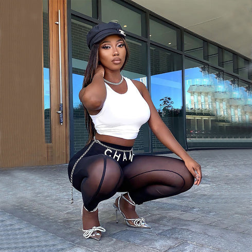 Sexy Tight Mesh See-Through Leggings Women Trousers - ROUTINE FASHION