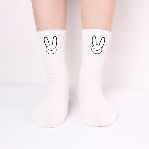 Bad Rabbit Socks Black And White Long Cotton Socks Knitted Socks For Men And Women - ROUTINE FASHION