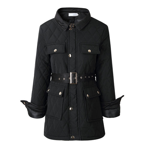 Women's Autumn And Winter Black Jacket Padded Thick Slim Coat - ROUTINE FASHION