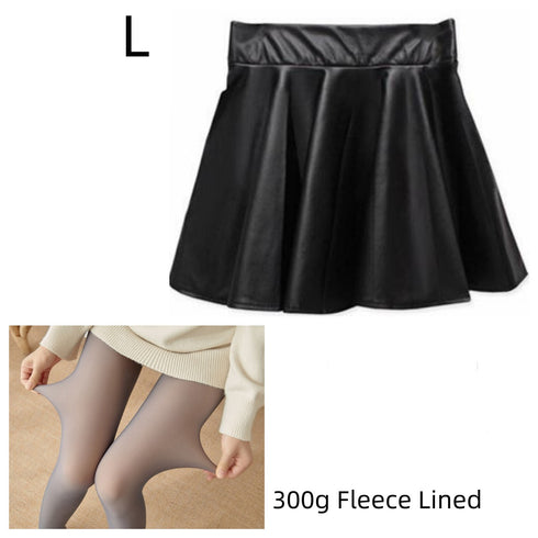 High waist Faux Leather Skirt sun skirt pleated skirt - ROUTINE FASHION