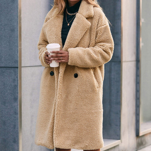 Loose Mid-length Plush Trench Coat - ROUTINE FASHION