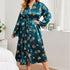 Long Robes For Women Flower Print Bathrobe V-neck Silk Sleepwear - ROUTINE FASHION