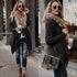 Fur collar cardigan plush trench coat - ROUTINE FASHION