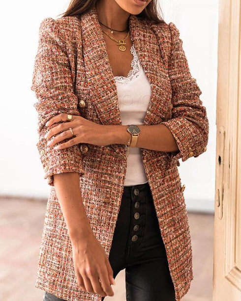 Long Sleeve Double Breasted Blazer Jacket Women - ROUTINE FASHION