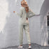 V-neck Long Sleeve Top Trousers Suit Printed Loose Pajamas For Women - ROUTINE FASHION