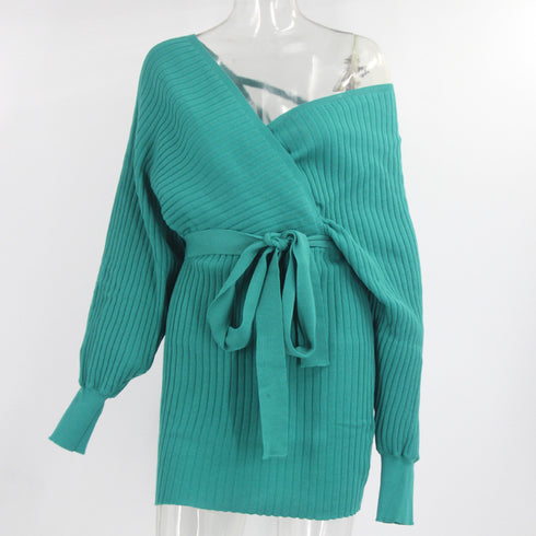 Knitted dress with Hip Wrap - ROUTINE FASHION