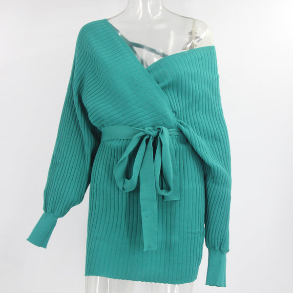 Knitted dress with Hip Wrap - ROUTINE FASHION