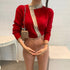 Colorblock Striped Sweater Cardigan Short Coat Women - ROUTINE FASHION