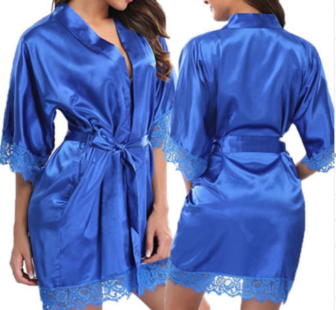 Sexy nightdress with ice silk bathrobe - ROUTINE FASHION