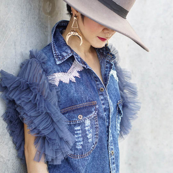Frayed denim jacket women - ROUTINE FASHION