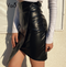 OFFICE EXECUTIVE BLACK FAUX LEATHER SKIRT - ROUTINE FASHION