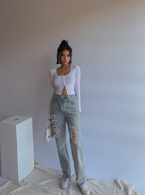 Women's slim straight loose jeans - ROUTINE FASHION