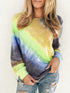 Fashion Tie Dye Rainbow Casual Long Sleeve T-shirt for Women - ROUTINE FASHION
